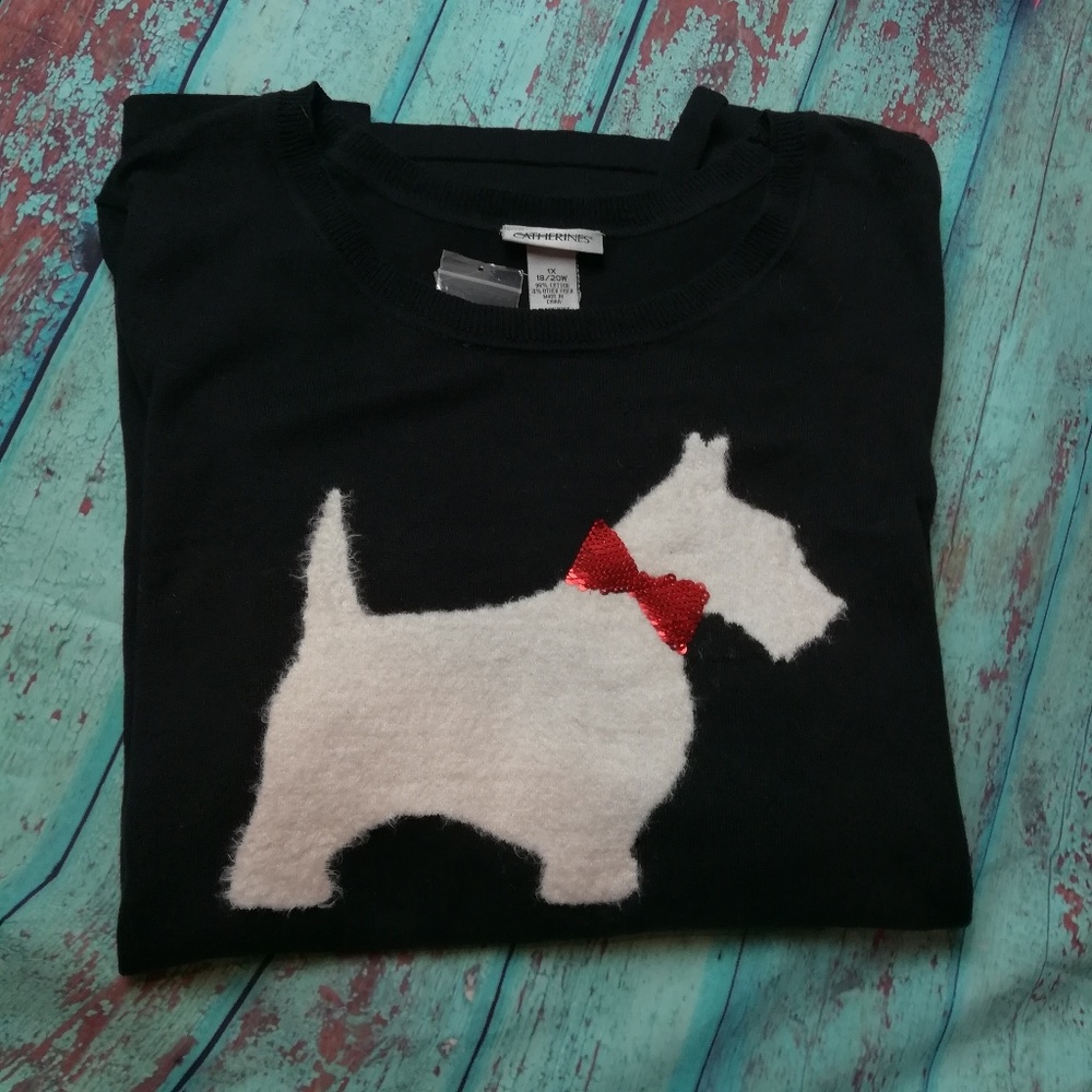 NWOT Festive Catherines Scottie Dog Sweater